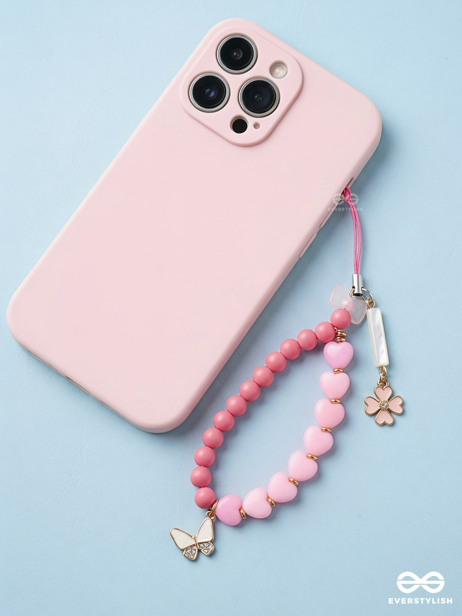Pink Pixie – Phone Charm With Heart And Butterfly Details