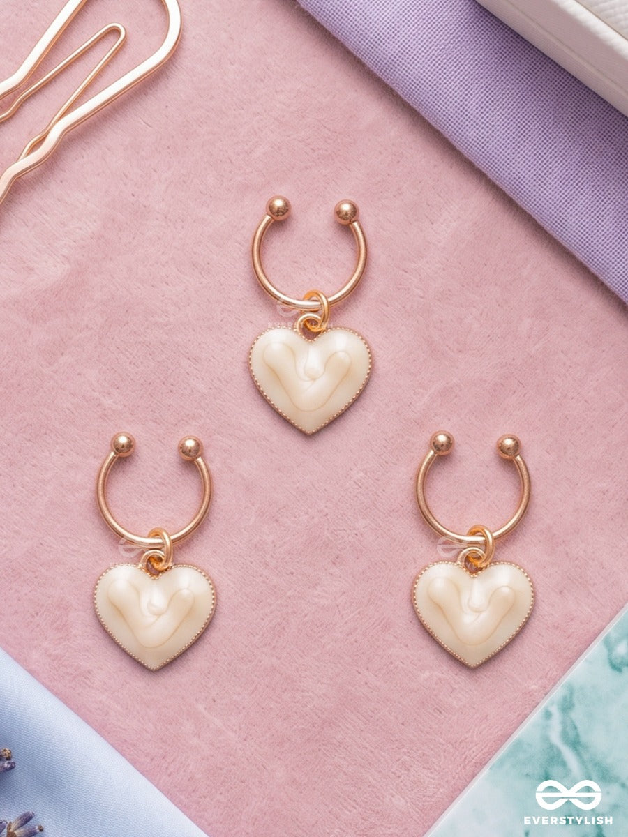 Heartspell – Mini Ivory Heart Hair Accessory Set Of 3 With Gold-Tone Details