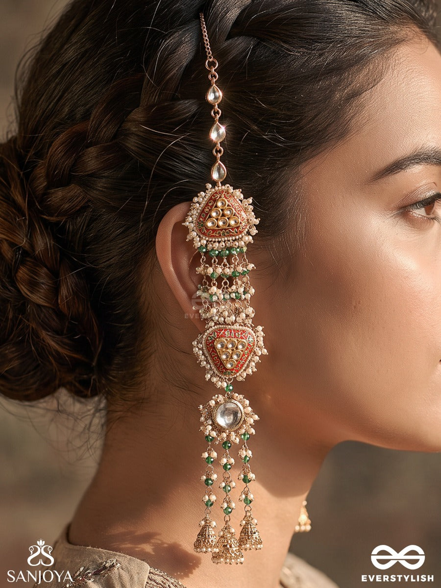 Phulkari – Flower Craft – Heritage Kaanchain Earrings With Floral Motifs, Pearl Accents, Warm Gem Details And Cascading Danglers