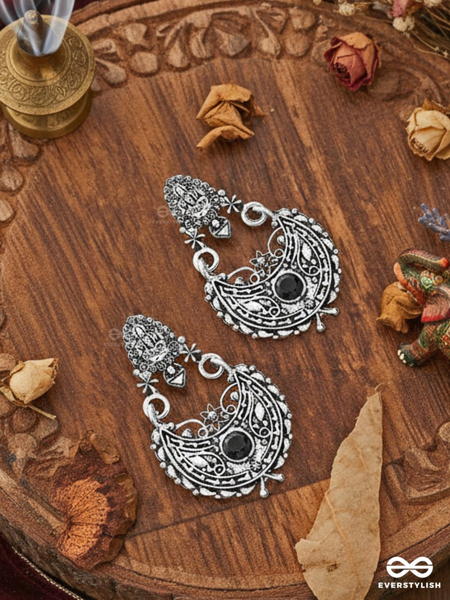 The Godly Artwork Danglers (Onyx Black) - Embellished Oxidised Collection