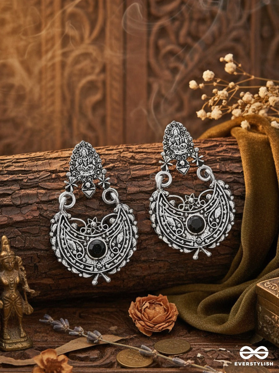 The Godly Artwork Danglers (Onyx Black) - Embellished Oxidised Collection