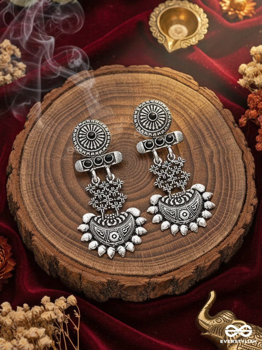A Bohemian Statement (Onyx Black) - Embellished Oxidised Earrings