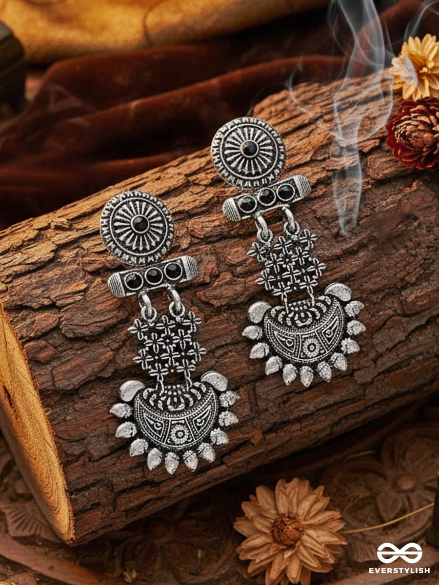 A Bohemian Statement (Onyx Black) - Embellished Oxidised Earrings