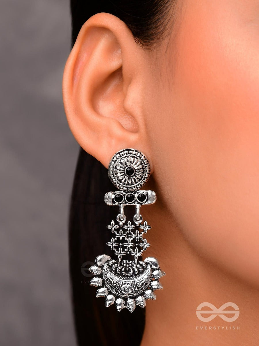 A Bohemian Statement (Onyx Black) - Embellished Oxidised Earrings