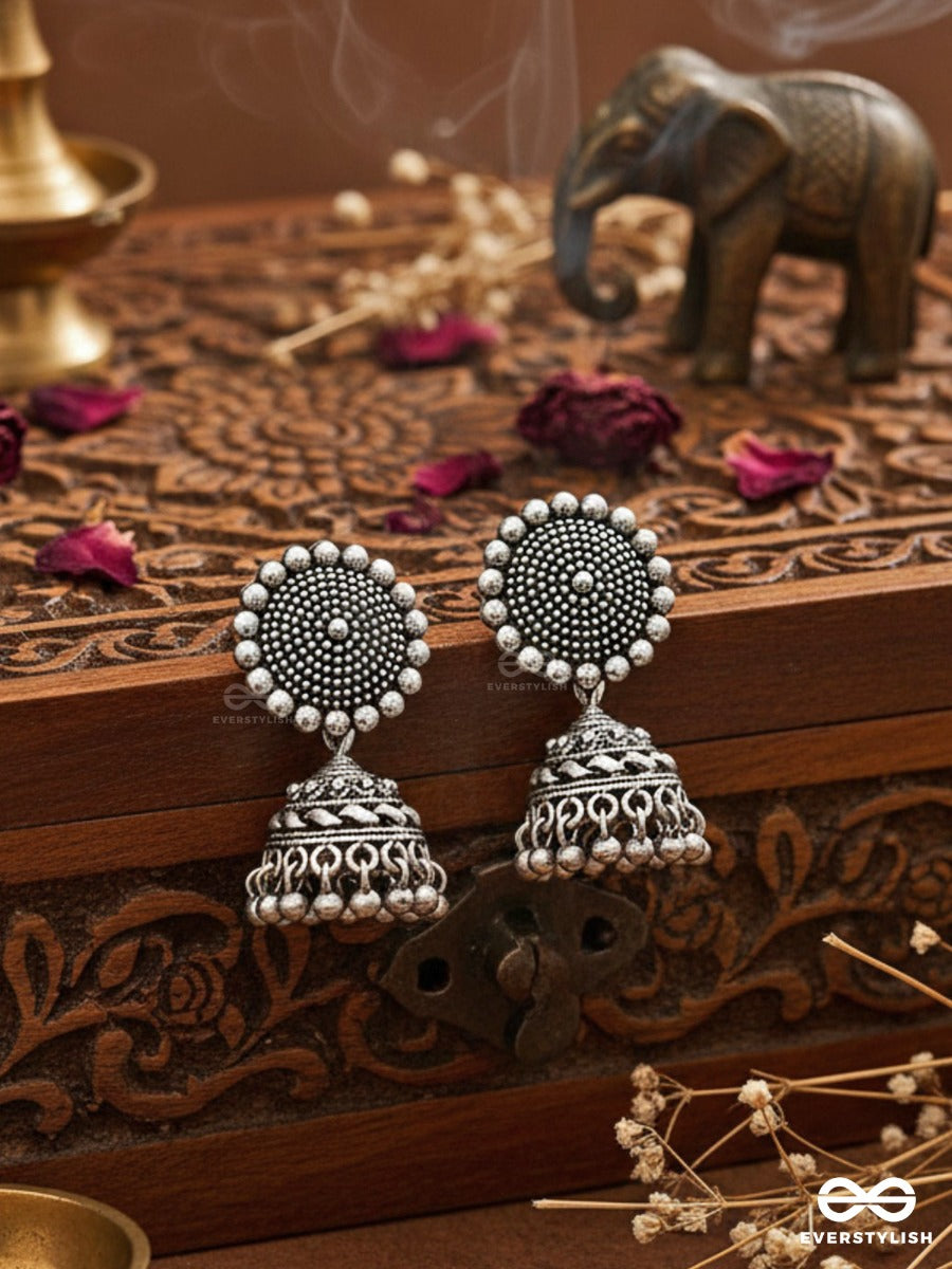 The Little Boho Button Jhumkis - Tiny Trinket Earrings