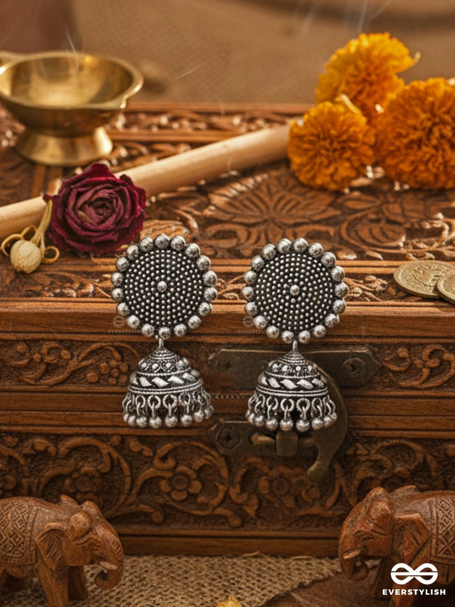 The Little Boho Button Jhumkis - Tiny Trinket Earrings