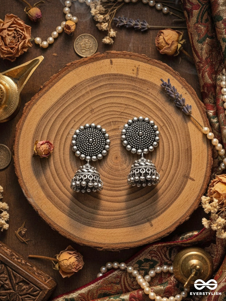 The Little Boho Button Jhumkis - Tiny Trinket Earrings