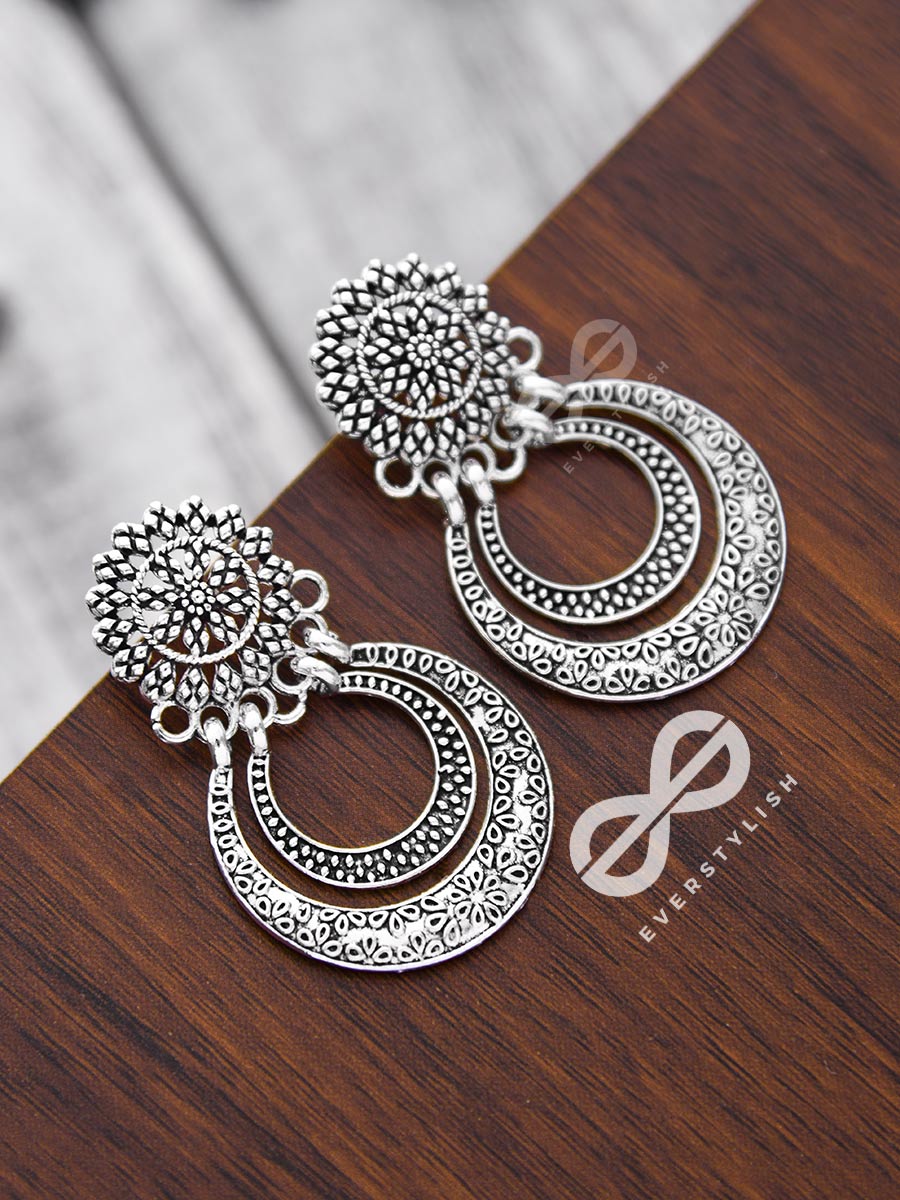 Magnificently Mysterious Floral Motif Earrings