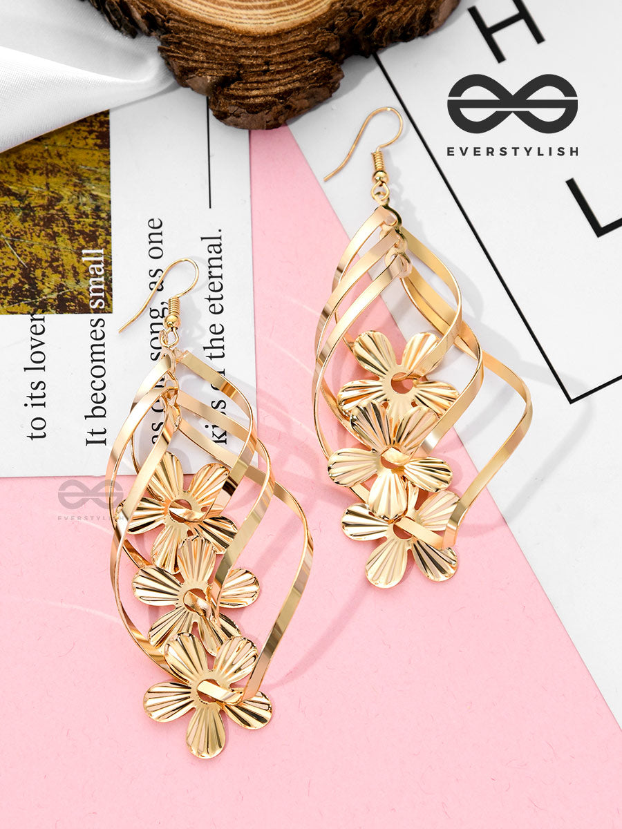 The Golden Intertwined Florals - Casual Daily-Wear Danglers