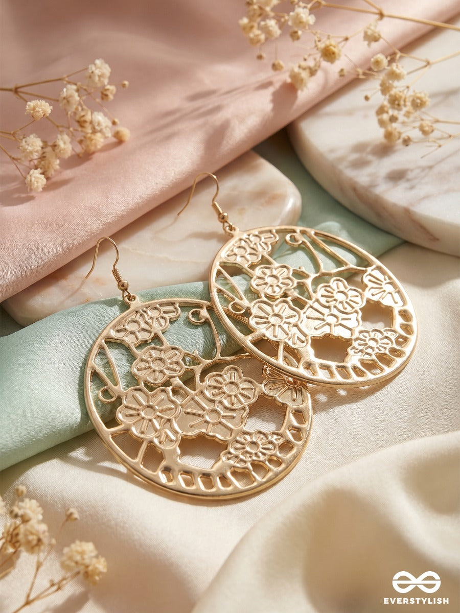 The Cut-Out Floral Artwork - Golden Casual Danglers