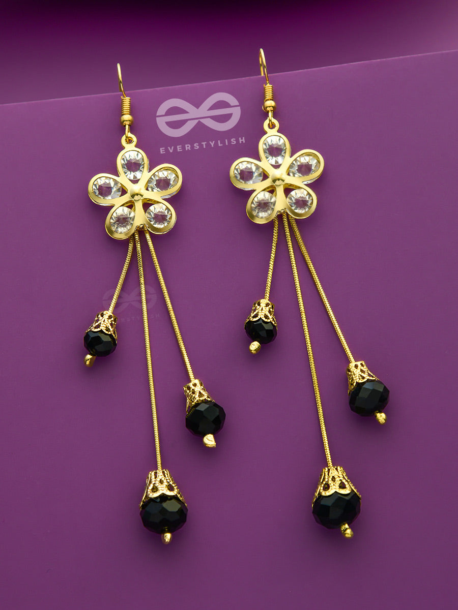 The Floral Augmented Charm- Golden Dangler Earrings
