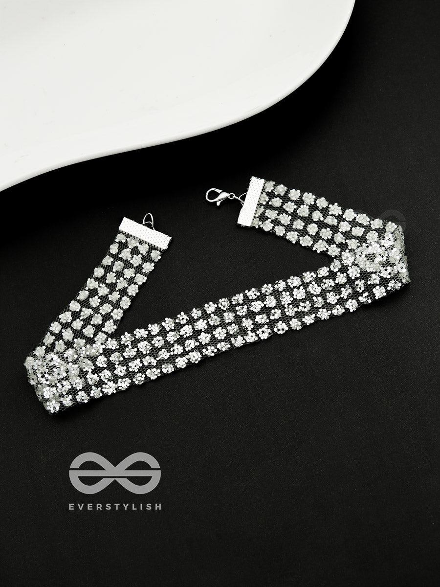 Shimmer On My Neck - Statement Silver Choker