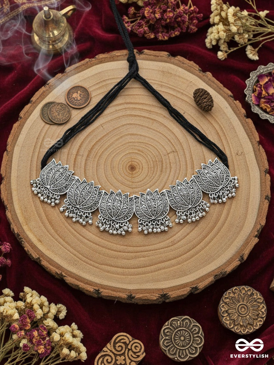 The Statement Lotus Choker - Oxidised Boho Collection