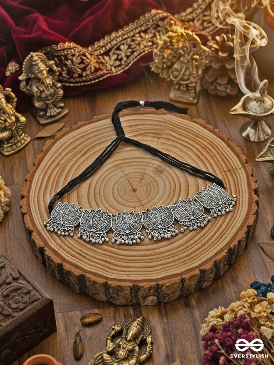 The Statement Lotus Choker - Oxidised Boho Collection