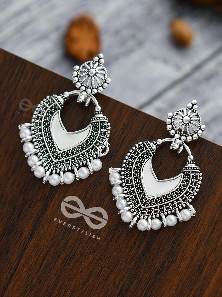 The Bohemian Mirror Arwork - Statement Oxidised Earrings