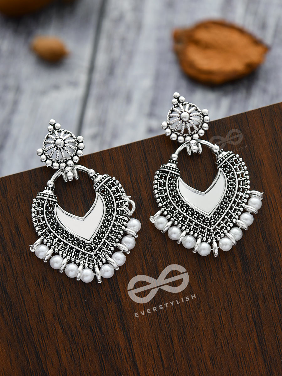 The Bohemian Mirror Arwork - Statement Oxidised Earrings