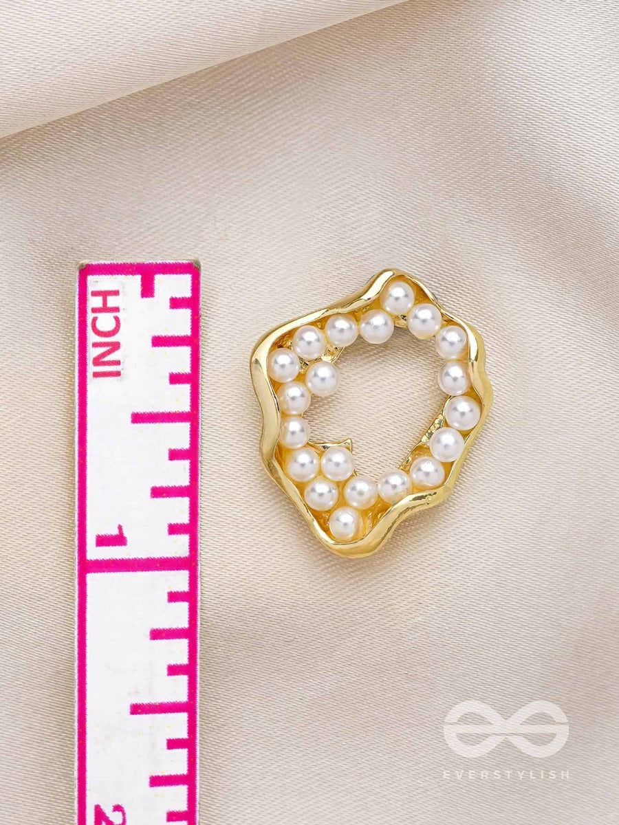 "Pearls In A Twist" - Statement Golden Stud Earrings
