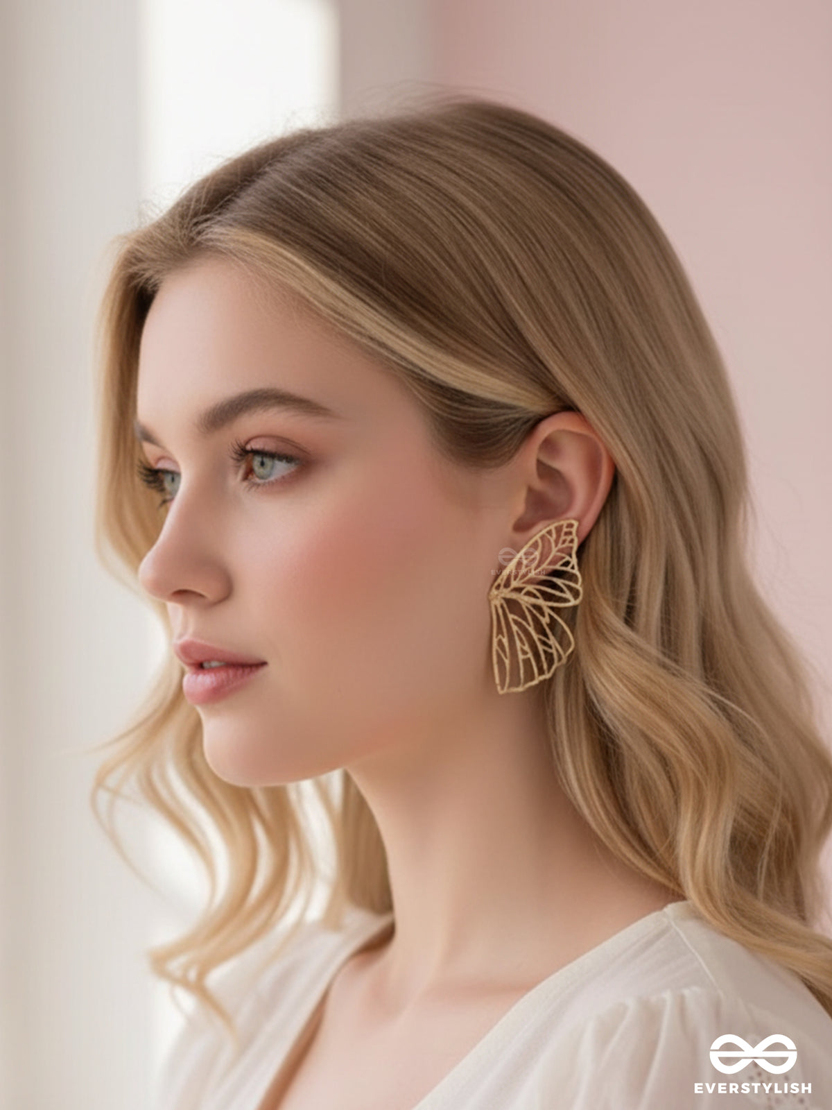 The Glorious Butterflies - Golden Statement Stud Earrings