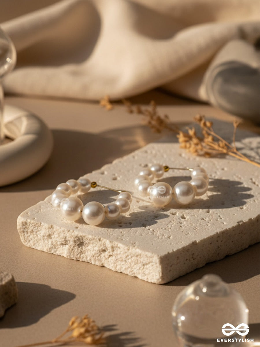 The Pearls Of Goodness- Statement Half Hoops