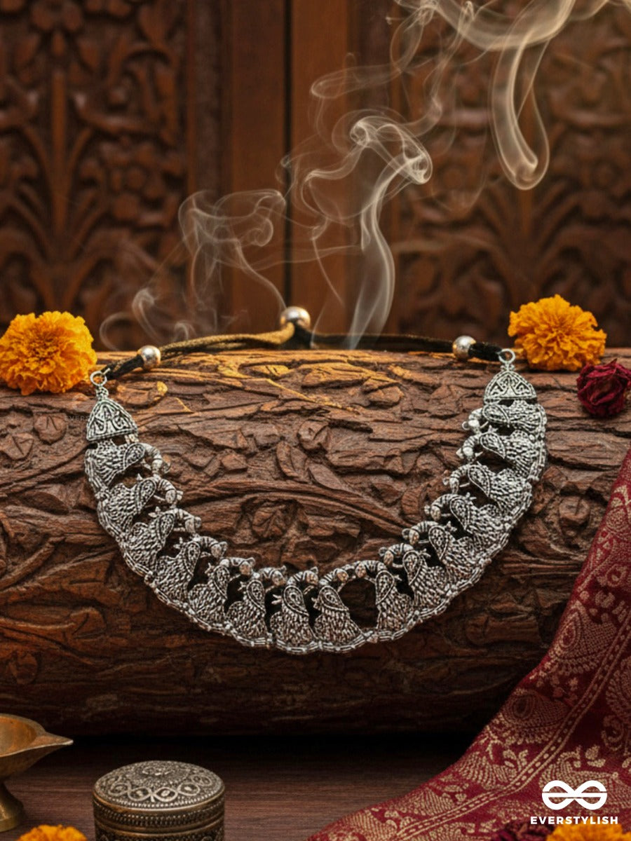 The Peaceful Peacocks - Oxidised Boho Choker
