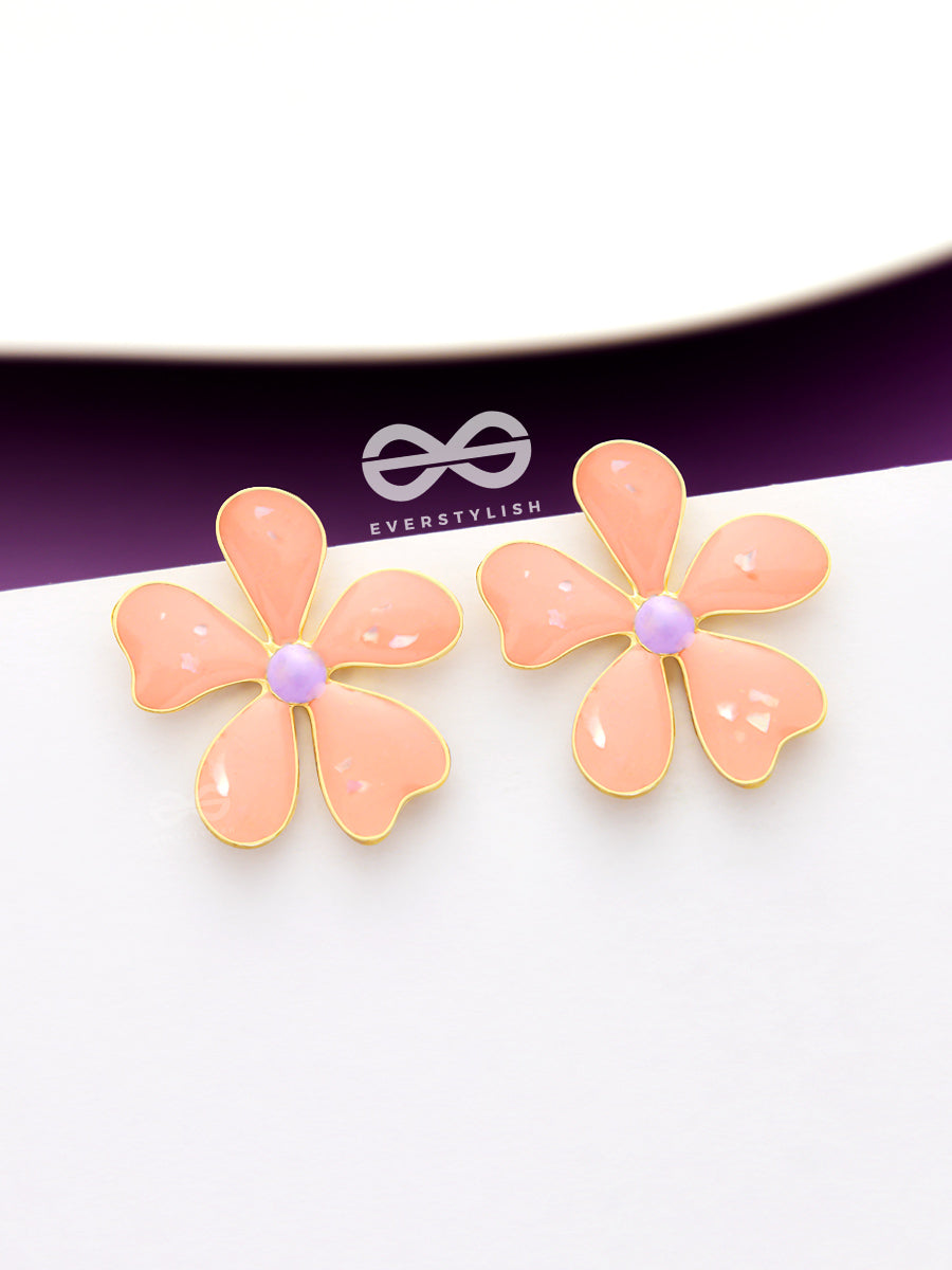 The Delightful Daisies - Statement Enamelled Earrings (Coral Pink)