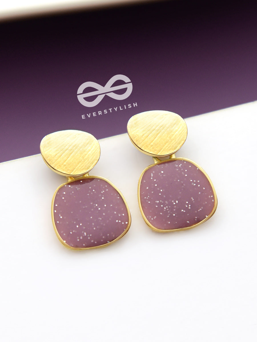 The Classy Shimmer - Statement Golden Earrings (Burgundy)