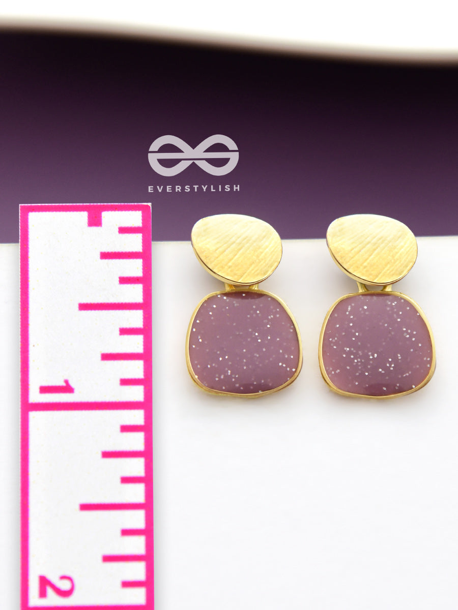 The Classy Shimmer - Statement Golden Earrings (Burgundy)