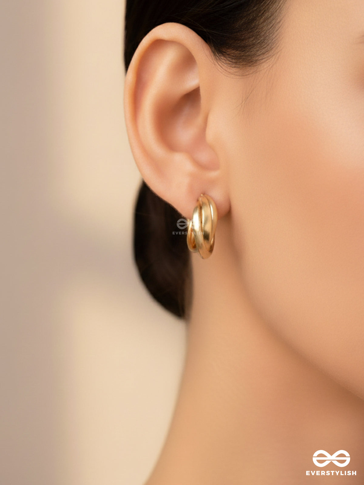 The Techno Twists - Golden Statement Stud Hoops