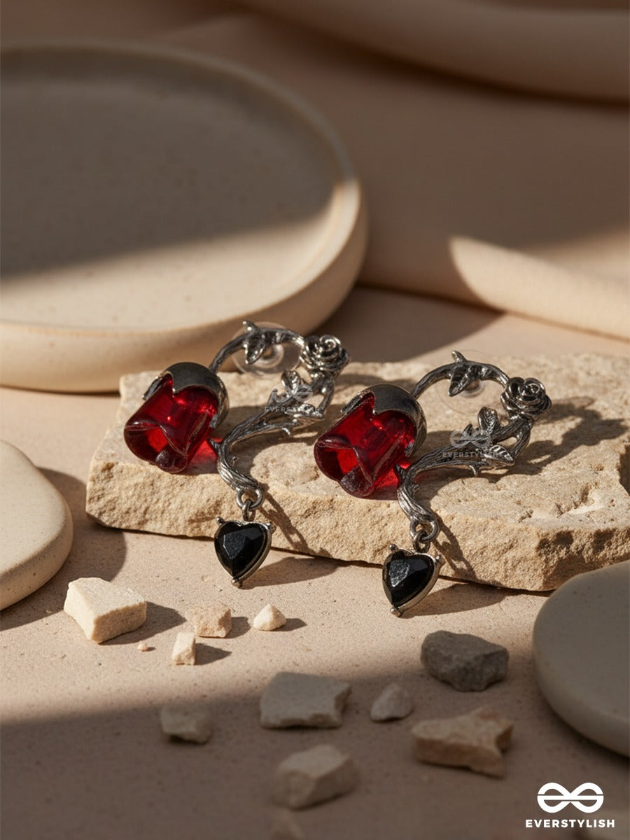 Gothic Bloom - Rose Drop Earrings