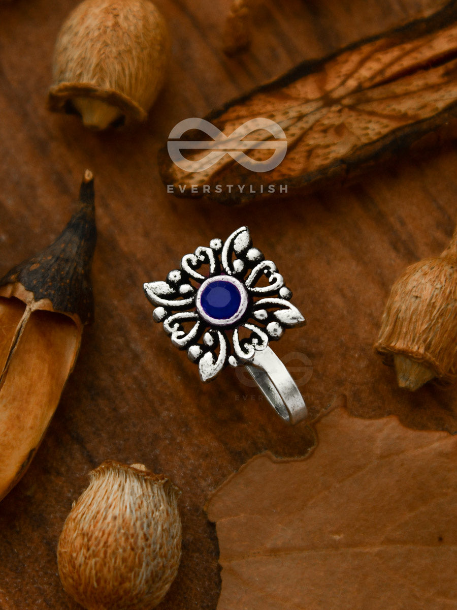 The Geometric Motifs - Intricate Non Pierced Nose-Pin (Royal Blue)