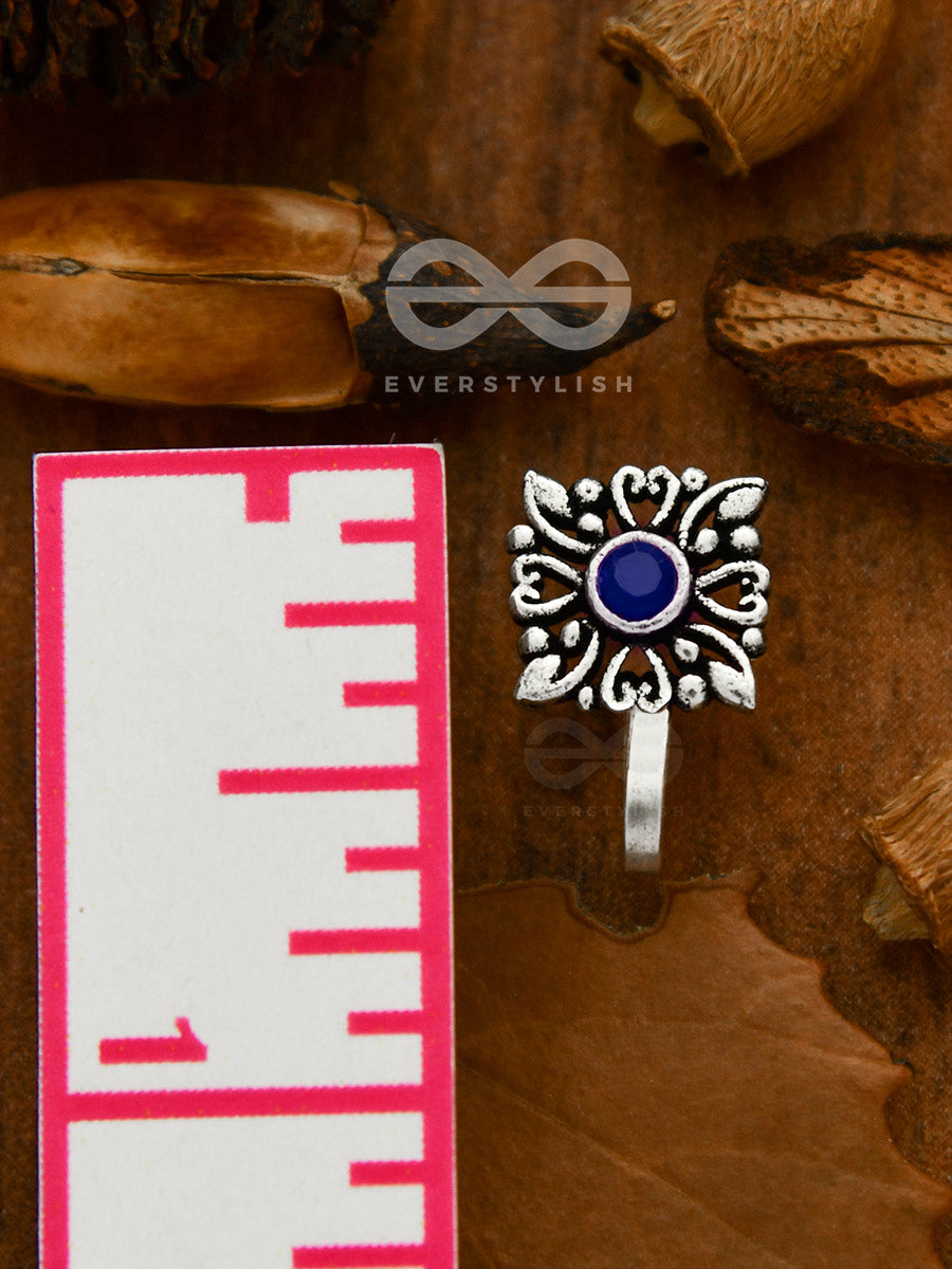 The Geometric Motifs - Intricate Non Pierced Nose-Pin (Royal Blue)