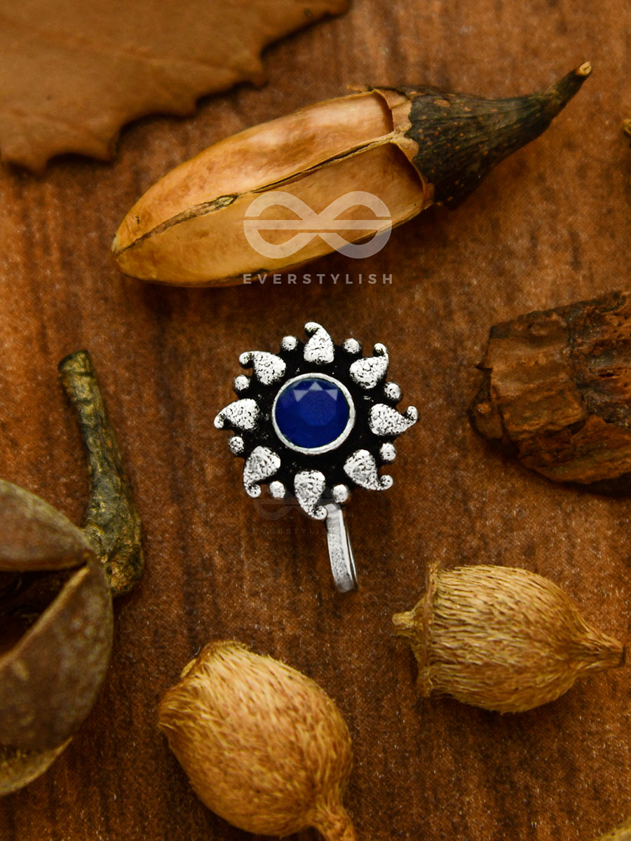 The Paisley Sun - Oxidized Non-Pierced Nose-Pin (Navy Blue)