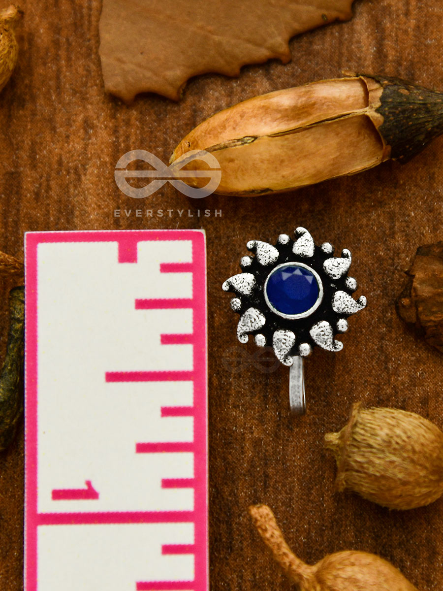 The Paisley Sun - Oxidized Non-Pierced Nose-Pin (Navy Blue)