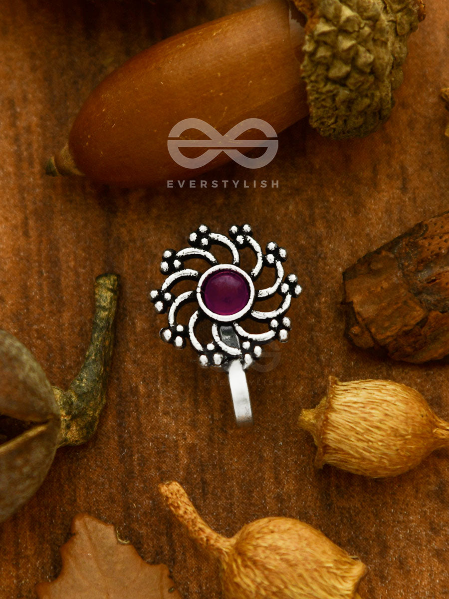 The Rustic Charm- Oxidised Non-Pierced Nosepin (Ruby Red)