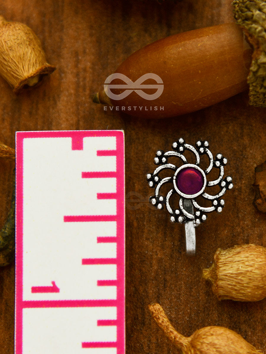 The Rustic Charm- Oxidised Non-Pierced Nosepin (Ruby Red)
