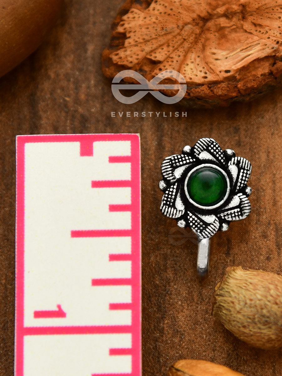 The Aztec Florals - Non-Pierced Statement Nosepin (Green)