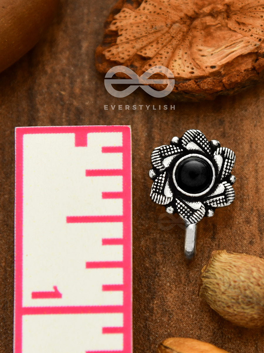 The Aztec Florals - Non-Pierced Statement Nosepin (Onyx Black)