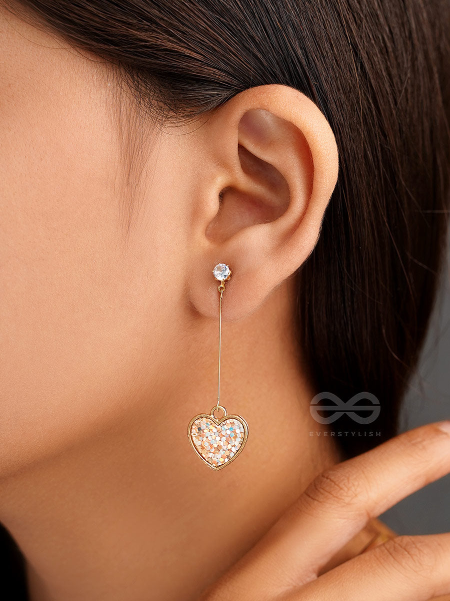 The Dangling Mosaic Hearts - Golden Casual Earrings