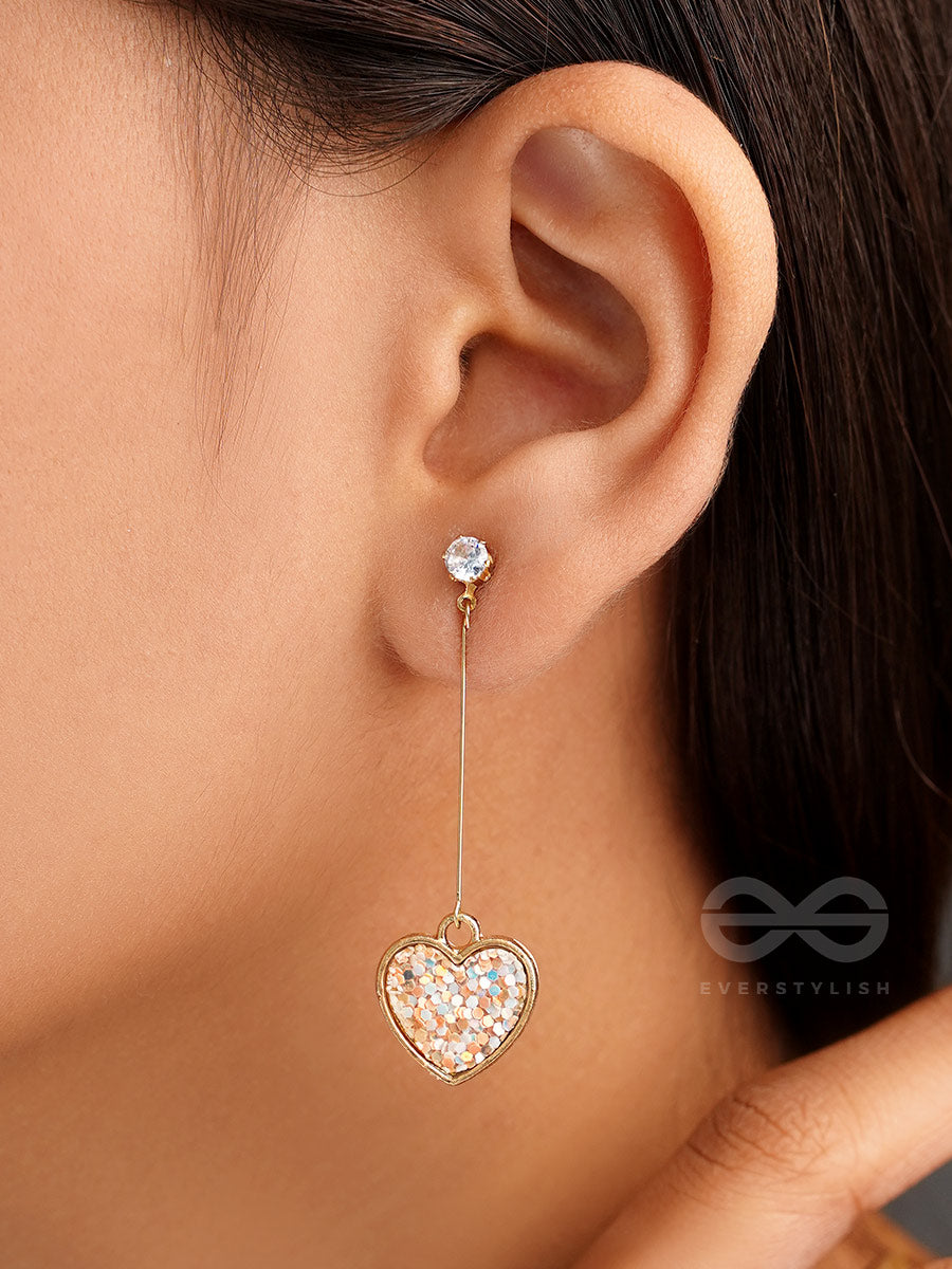 The Dangling Mosaic Hearts - Golden Casual Earrings