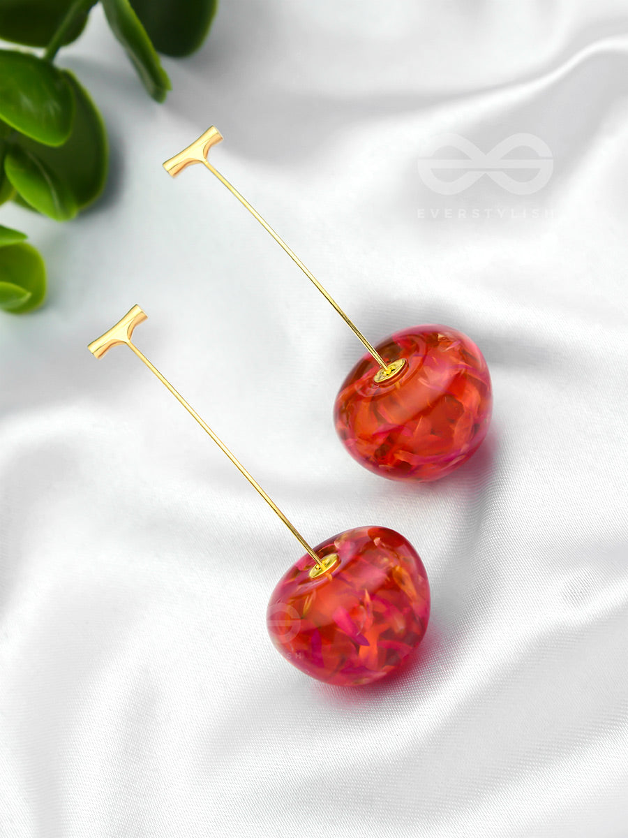 Cherry On Top - Golden Dangler Earrings