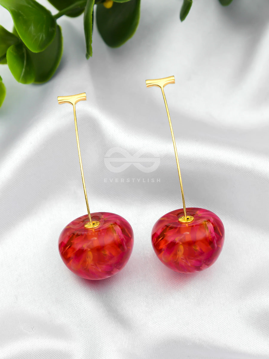 Cherry On Top - Golden Dangler Earrings