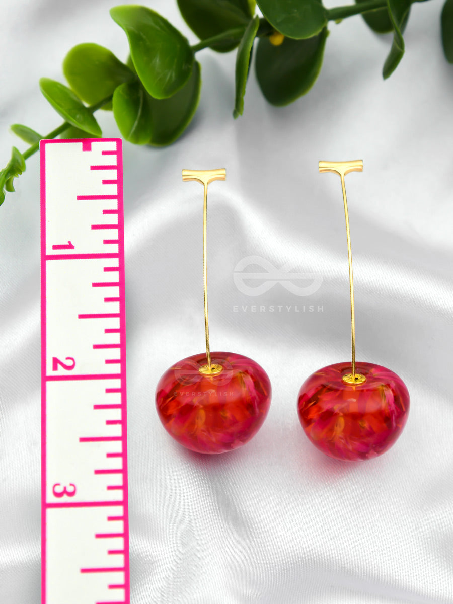 Cherry On Top - Golden Dangler Earrings
