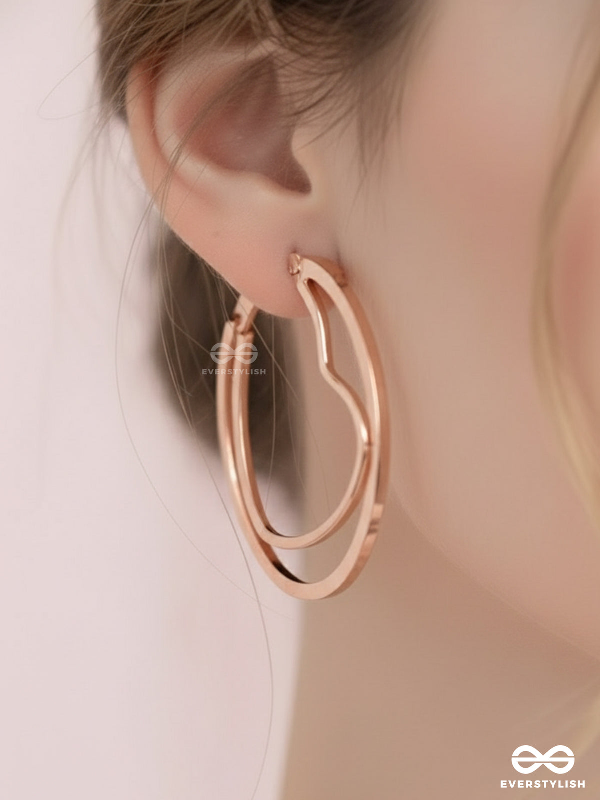 Stuck In A Love-Loop - Rose-Gold Hoop Earrings