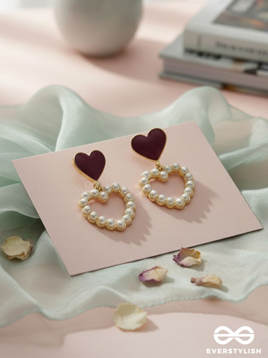 I'm All Heart - Statement Pearl Enamelled Earrings
