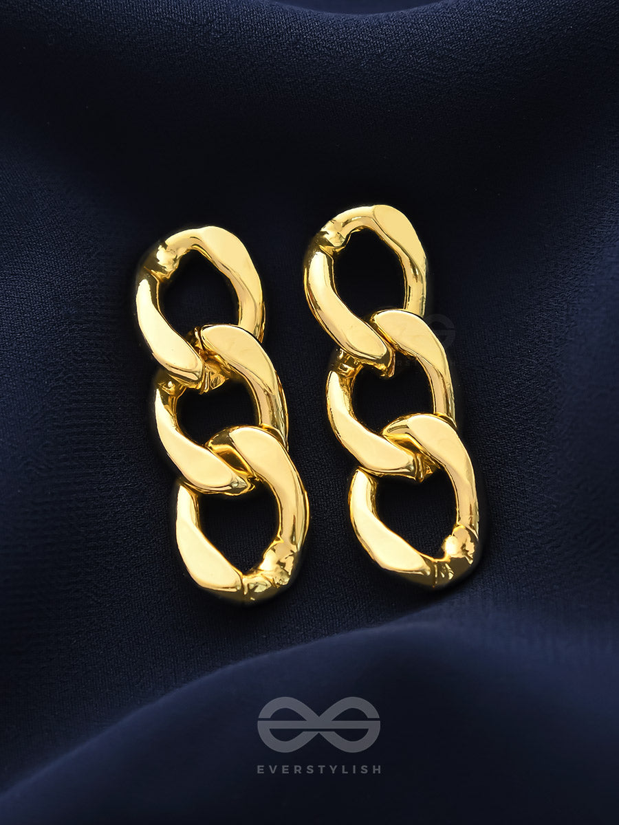 I'm A Badass - Golden Chain Link Earrings