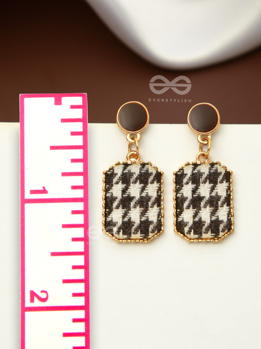 Best Of Both Worlds - Golden Monochrome Pattern Earrings