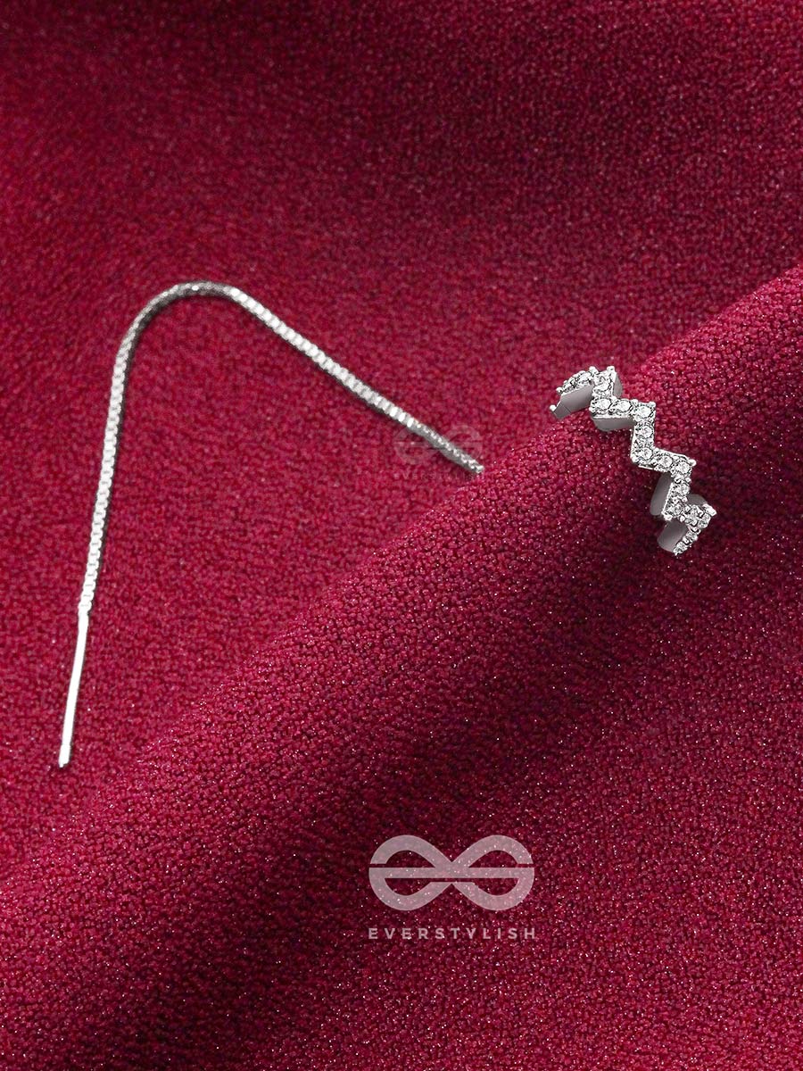 The Sparkling Swerve- Silver Earcuff Chain (One Ear)