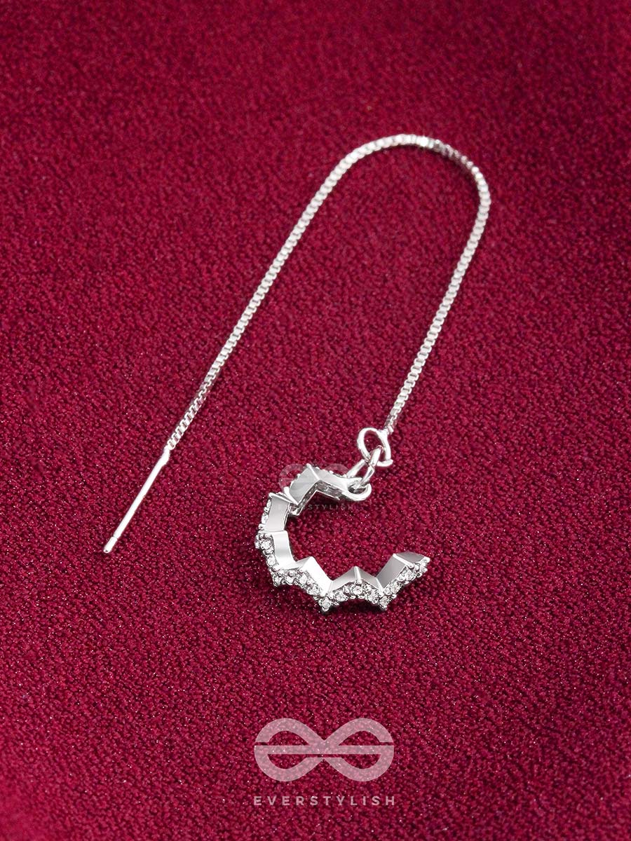 The Sparkling Swerve- Silver Earcuff Chain (One Ear)