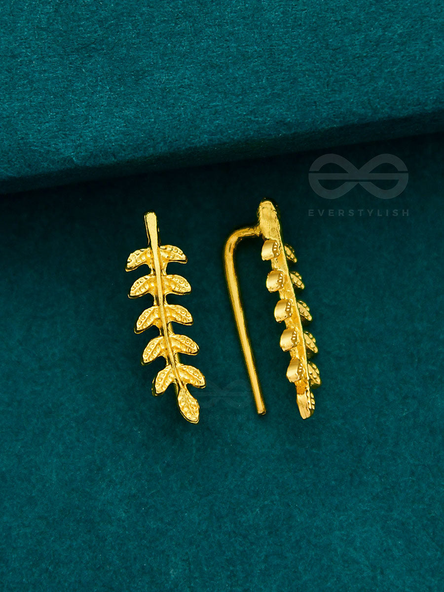 Nature On My Ears - Golden Leaf Stud Earrings