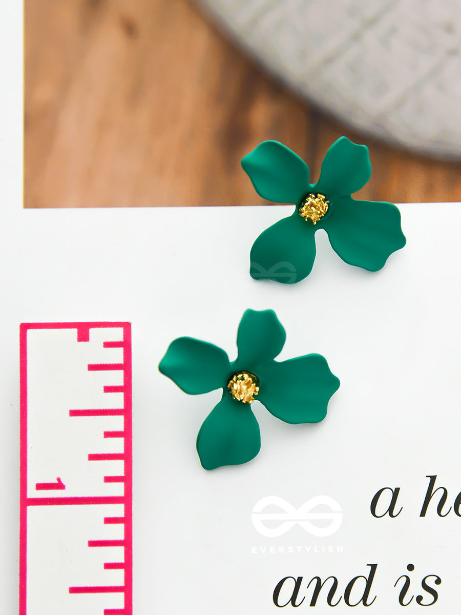 The Floral Finesse - Gorgeous Statement Studs (Deep Green)